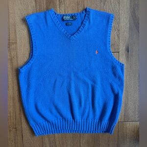 Ralph Lauren Blue‎ Vintage Sweater Vest 100% Cotton Men Sz 25 Preppy Tennis Golf